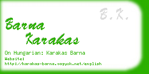 barna karakas business card